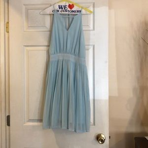 Baby blue spring dress slice in the front and back